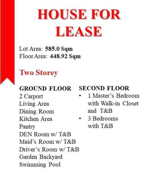 Ayala Alabang Village Property FOR LEASE D